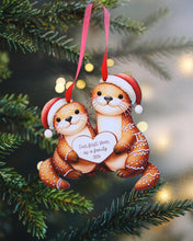 Load image into Gallery viewer, Wooden Personalized Ornament | Couple Otters