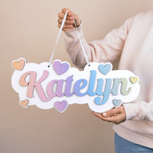 Load image into Gallery viewer, Two-Layer Wooden Name Sign | White