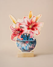 Load image into Gallery viewer, Wooden Card with Lilius Flower Arrangement