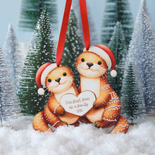 Load image into Gallery viewer, Wooden Personalized Ornament | Couple Otters