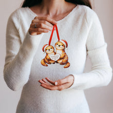 Load image into Gallery viewer, Wooden Personalized Ornament | Couple Otters