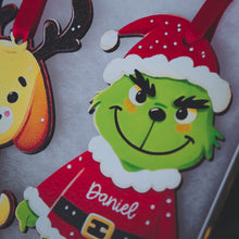 Load and play video in Gallery viewer, Wooden Personalized Ornament | Grinch
