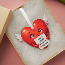 Load image into Gallery viewer, Valentine Wooden Ornament | Heart with Wings
