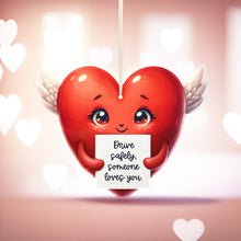 Load image into Gallery viewer, Valentine Wooden Ornament | Heart with Wings

