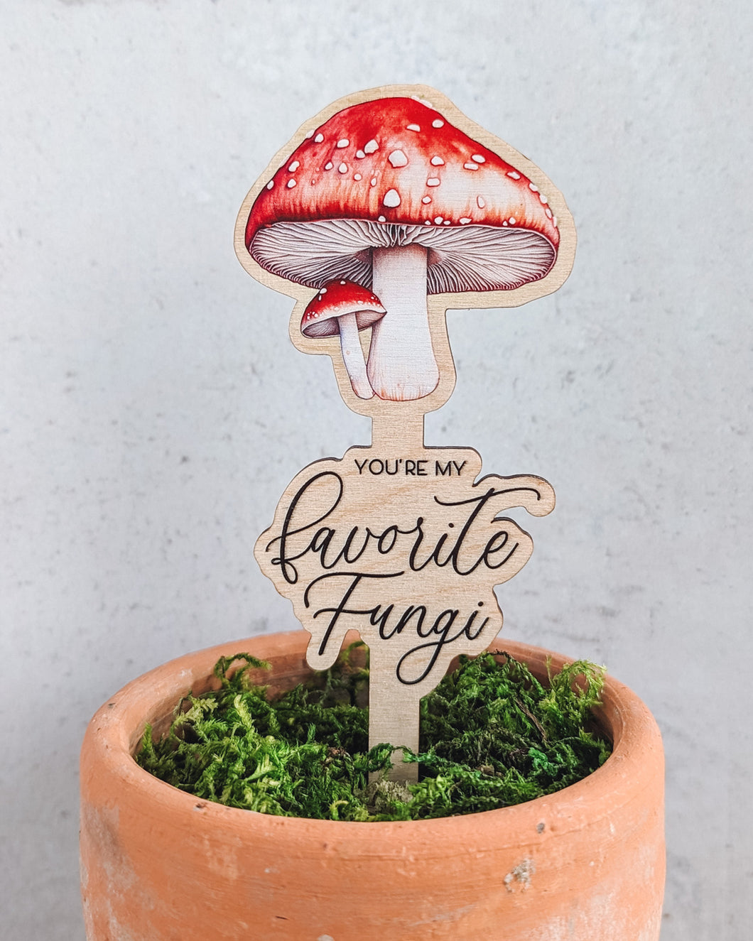 Mushroom Tag with a Greeting Text