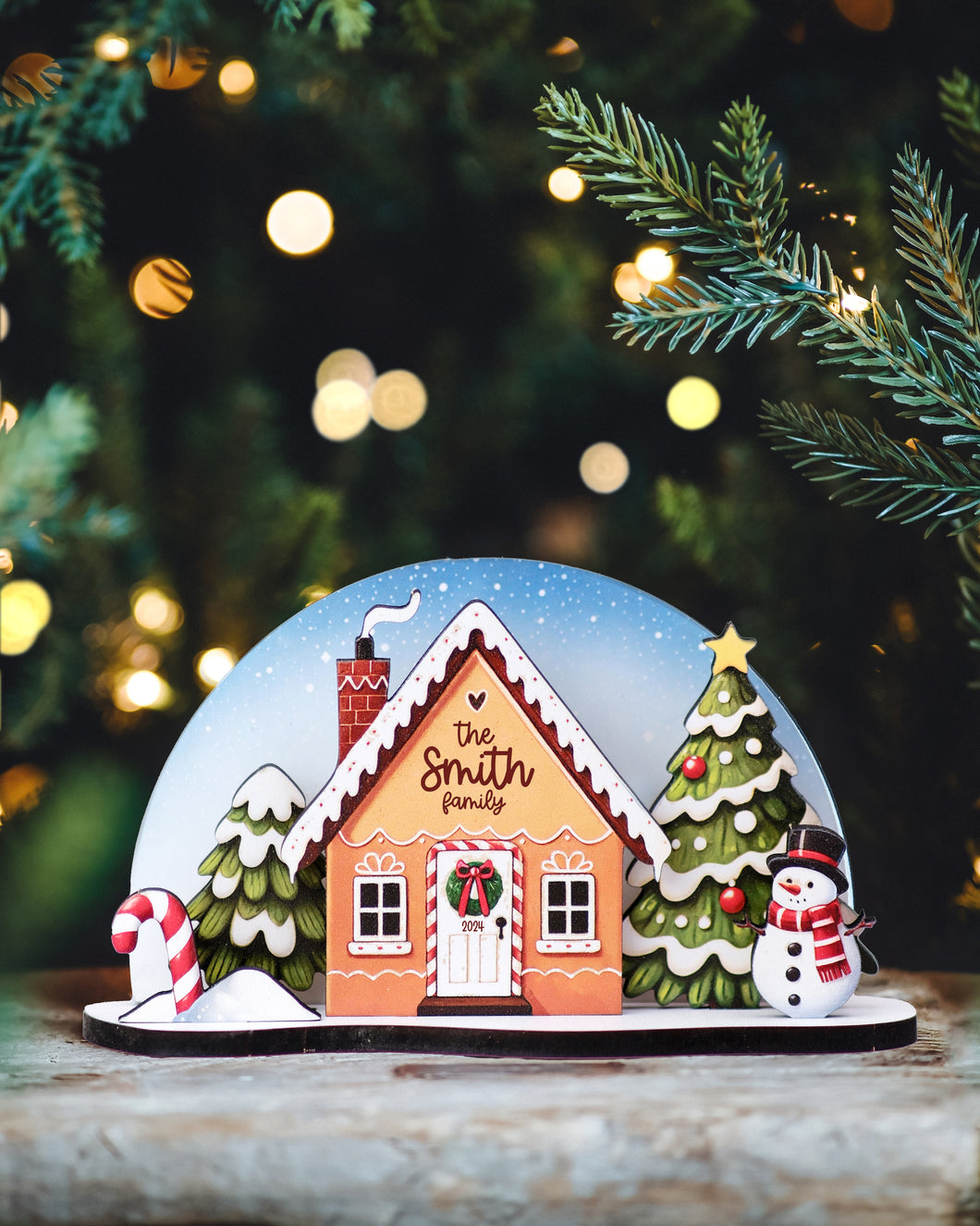 Personalized 3D Wooden Christmas Card on Stand