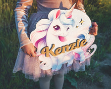 Load image into Gallery viewer, Unicorn | Wooden Name Sign
