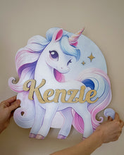 Load image into Gallery viewer, Unicorn | Wooden Name Sign
