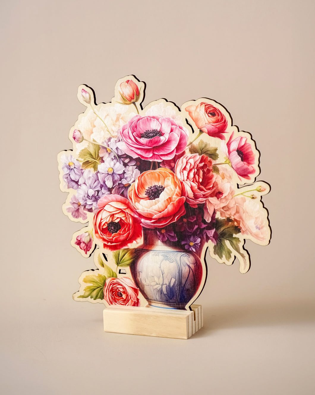 Wooden Card with Mix Flowers