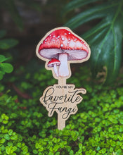 Load image into Gallery viewer, Unique gift idea - Mushroom Tag with a Greeting Text - Plant Marker, Flower Stick, Garden stakes, Garden label
